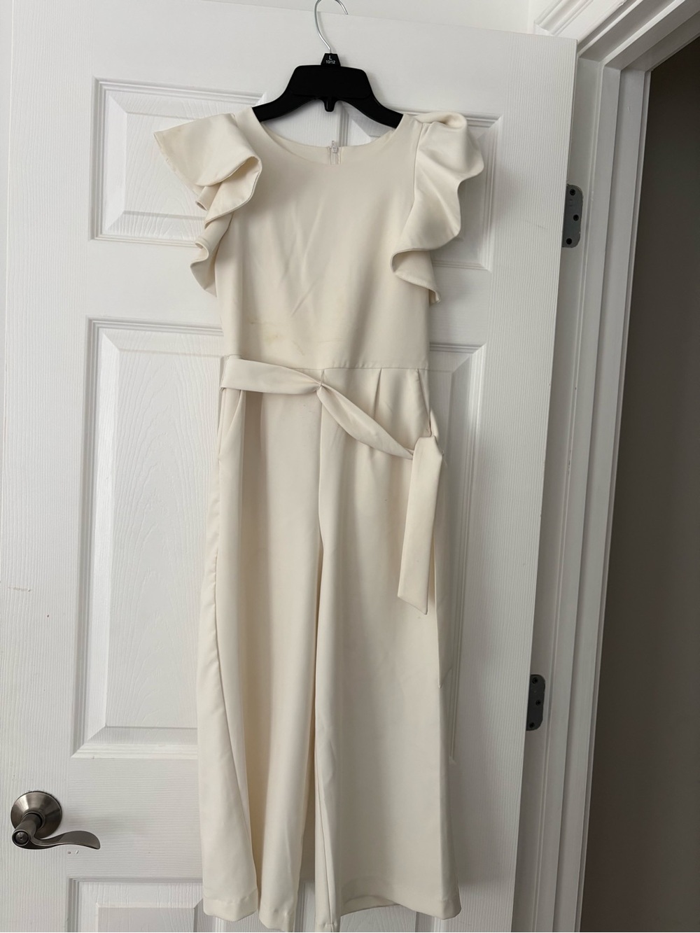 GB girls Cream Ruffle Sleeve One-Piece Jumpsuit